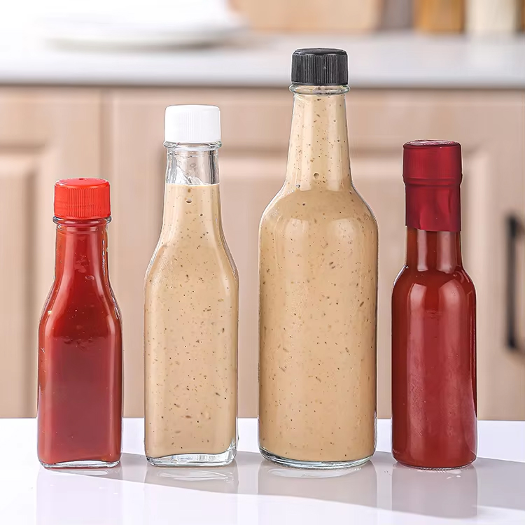 Ventes chaudes petite bouteille en verre 90 ml 250 ml 150 ml bouteilles Woozy pour verre de sauce piquante