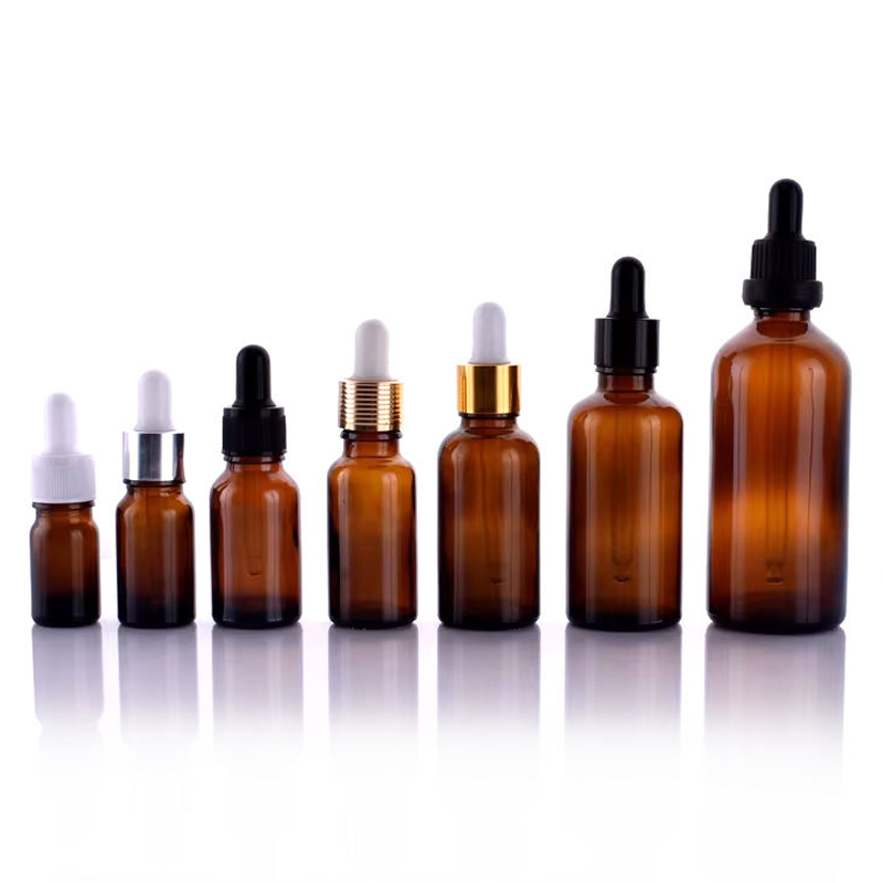 Flacons compte-gouttes en verre ambré de luxe de 5 ml 10 ml 15 ml 20 ml avec pipette