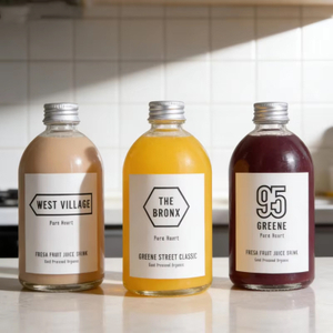 Commerce de gros de jus de presse à froid écologique givré 150 ml 270 ml 350 ml 500 ml bouteille en verre ronde avec bouchon à vis