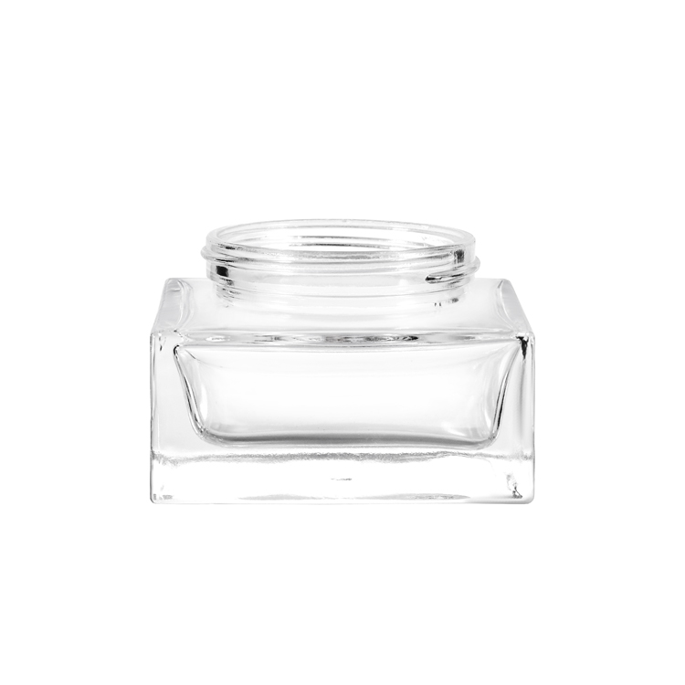 Pot de crème en verre transparent de luxe avec finition, emballage cosmétique personnalisé pour crème de soin de la peau, crème hydratante pour le visage