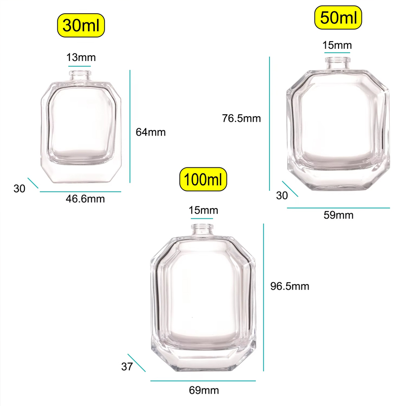 Bouteille en verre de luxe 100 ml 30 ml flacon pulvérisateur de parfum 50 ml bouteille de parfum hexagonale vide avec emballage