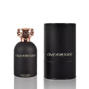 Flacon de parfum en verre noir avec couvercle en métal