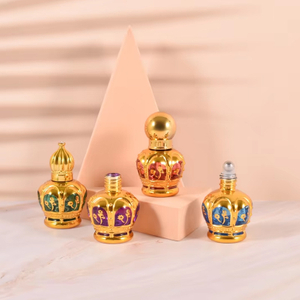 En gros haut de gamme 10 ml Mini vide or parfum verre rouleau sur bouteille couronne galvanoplastie rouleau boule bouteilles en verre