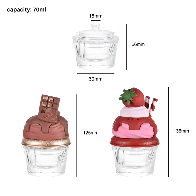Bouteille de parfum créative en forme de crème glacée – Emballage de parfum en verre inspiré des desserts mignons avec couvercle personnalisé