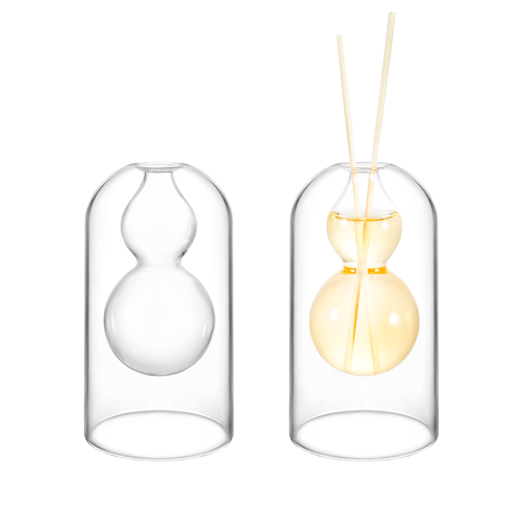 Bouteille de diffuseur de roseaux en verre à haute teneur en Borosilicate à Double paroi, récipient de diffuseur d'aromathérapie décoratif moderne pour parfum de maison