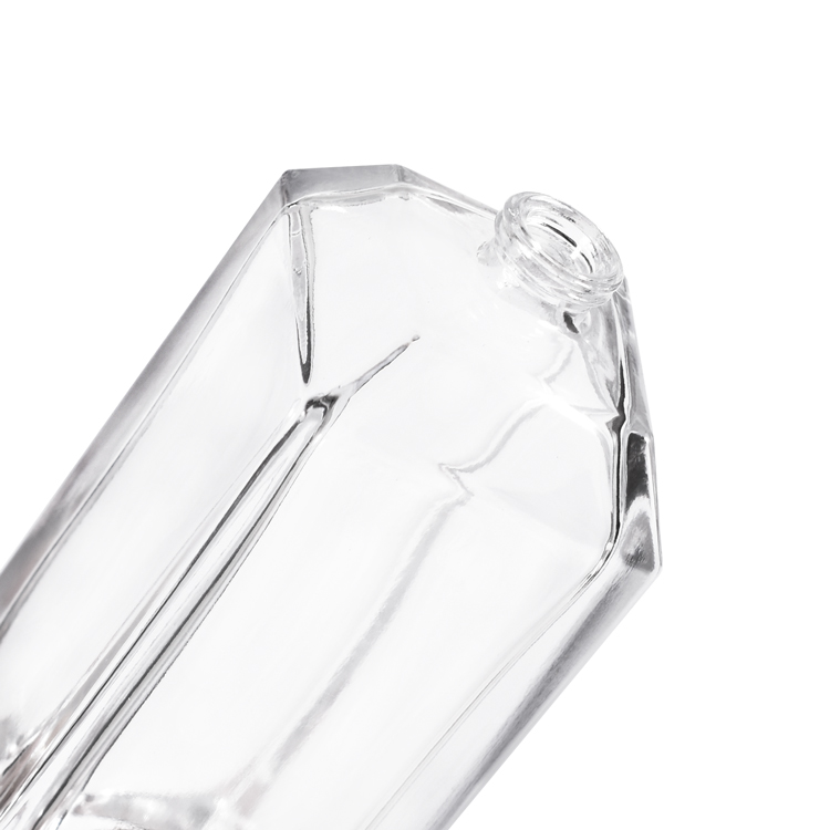 Bouteille de parfum en verre à facettes de luxe avec bouchon en métal, emballage de parfum de qualité supérieure à base épaisse