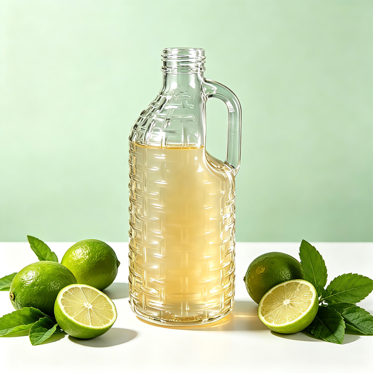 Bouteille de jus en verre de 1000ml avec poignée, bouteille de boisson en verre réutilisable de grande capacité pour jus, infusion à froid de limonade