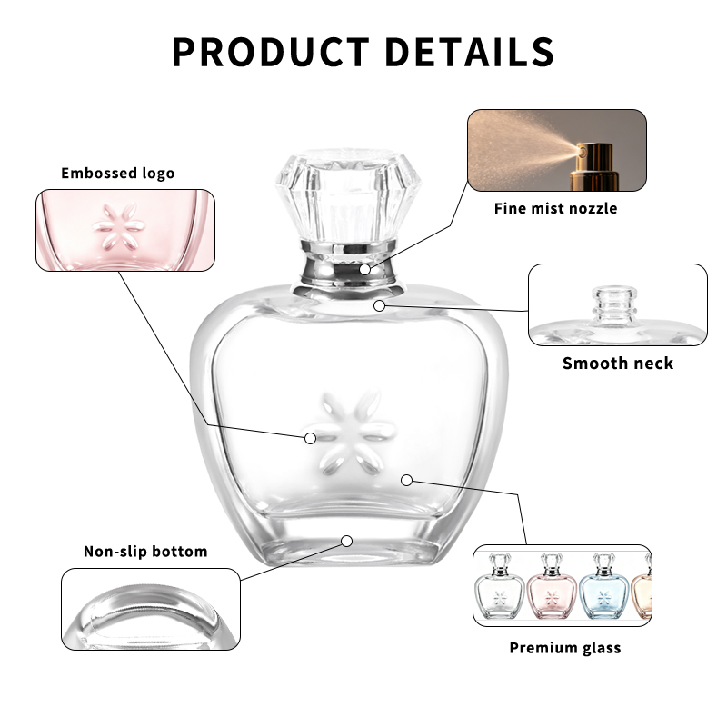 Bouteille de parfum en verre personnalisée avec bouchon en cristal Fabricant de bouteilles de parfum en gros