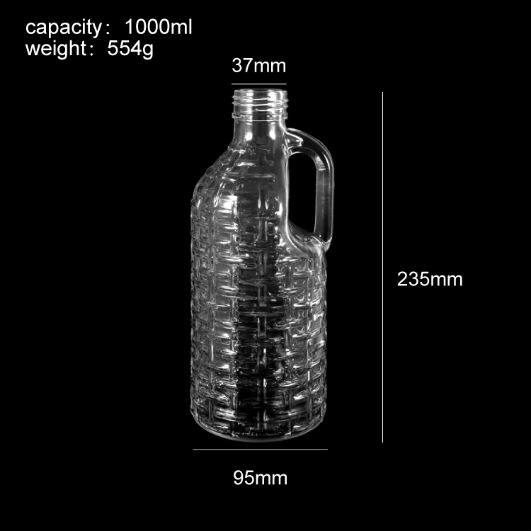 Bouteille de jus en verre de 1000ml avec poignée, bouteille de boisson en verre réutilisable de grande capacité pour jus, infusion à froid de limonade